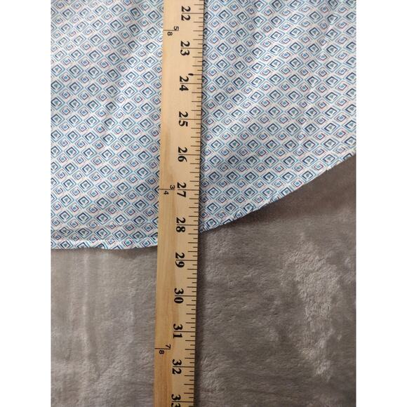 Robert Graham Shirt Men's Sz L Blue White Geometric Flip Cuff Button Long Sleeve - Picture 8 of 10